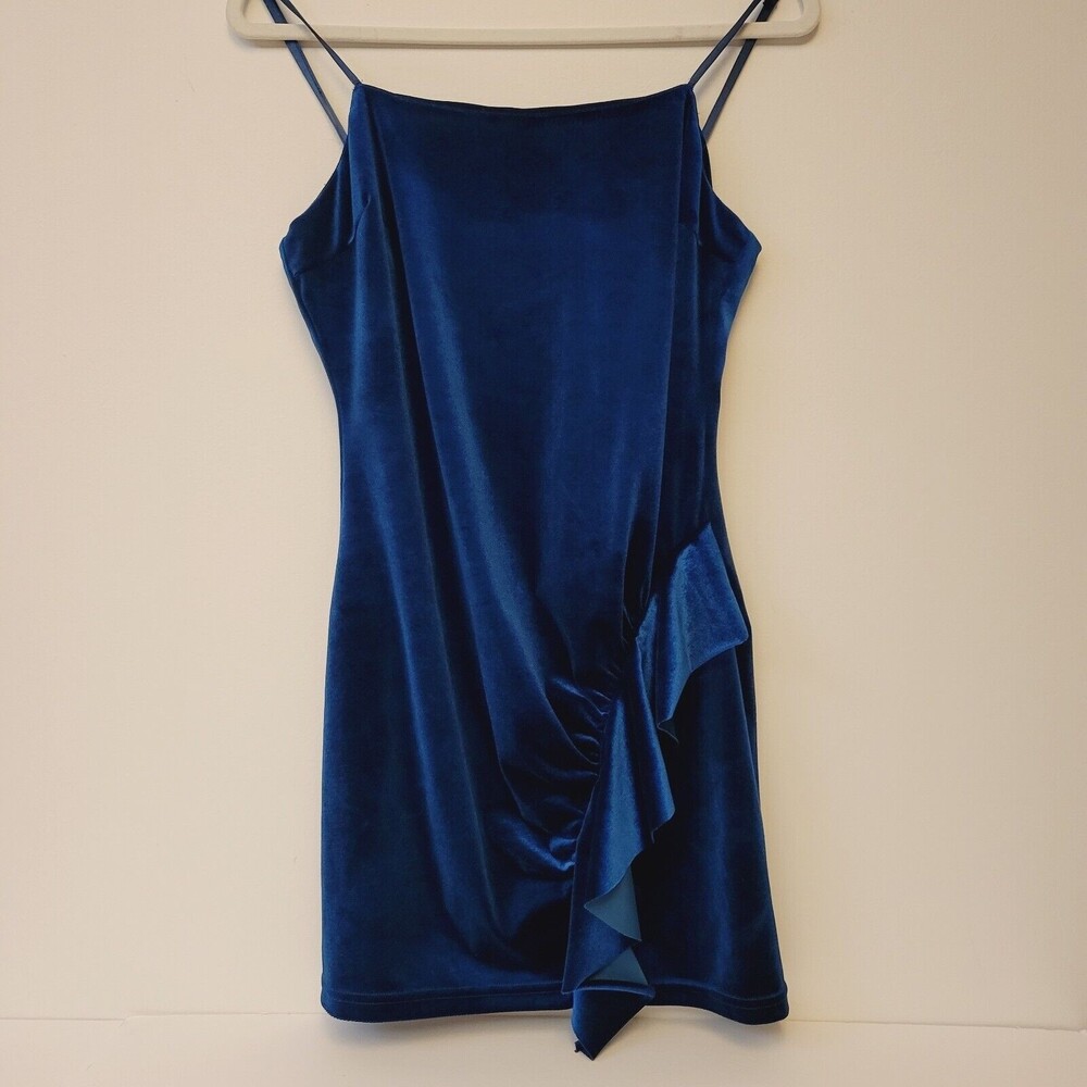American Threads Velour Blue Mini Dress - Picture 5 of 10